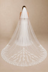 Lace Cathedral Veils with Blusher in Ivory - KISS BRIDAL Wedding Veils
