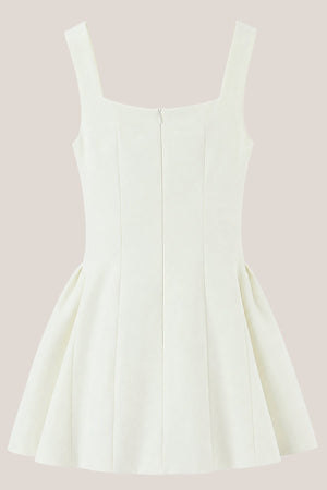 Lace Scoop Neck A-Line Cotton Mini Dress in White– SHE IS ME Dresses
