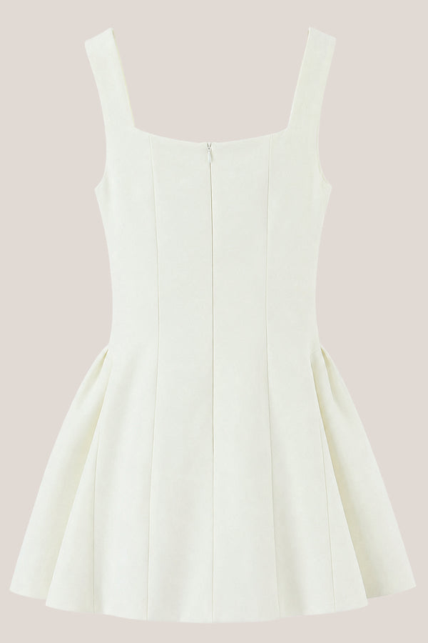 Lace Scoop Neck A-Line Cotton Mini Dress in White– SHE IS ME Dresses