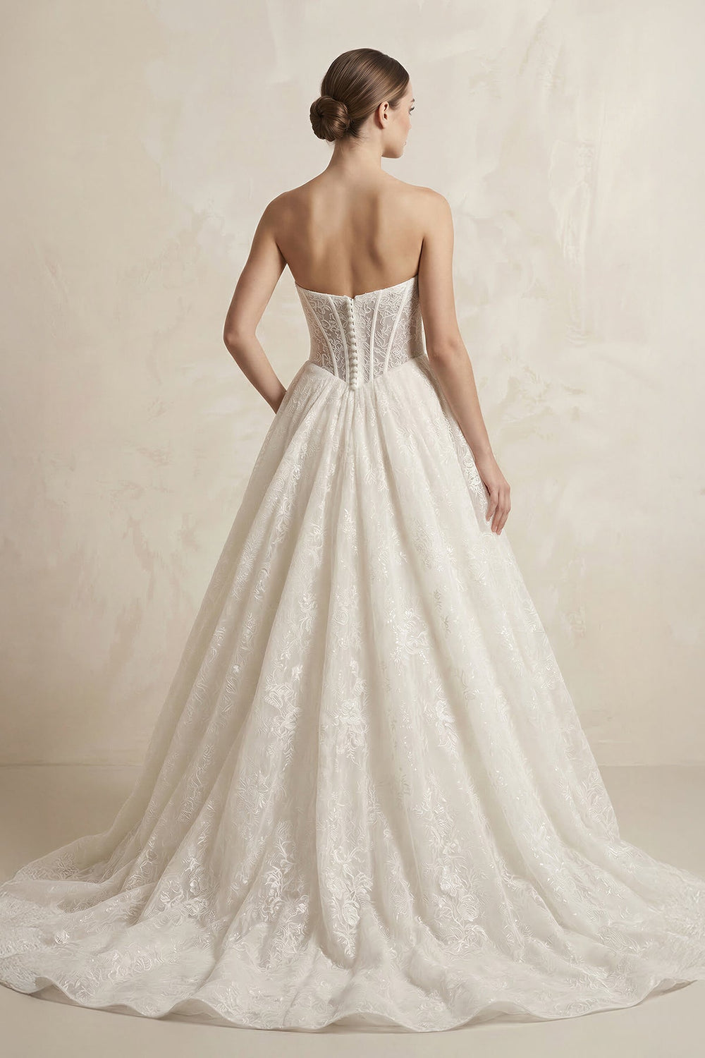 Lace Sweetheart Corset A - Line Wedding Dress in Ivory - KISS BRIDAL Wedding Dresses