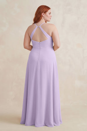Lavender Ruched Sheath Chiffon Bridesmaid Dress (2) [sizeplus] | KISSBRIDAL