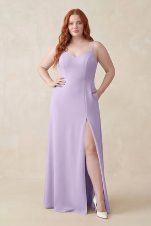 Lavender Ruched Sheath Chiffon Bridesmaid Dress [sizeplus] | KISSBRIDAL