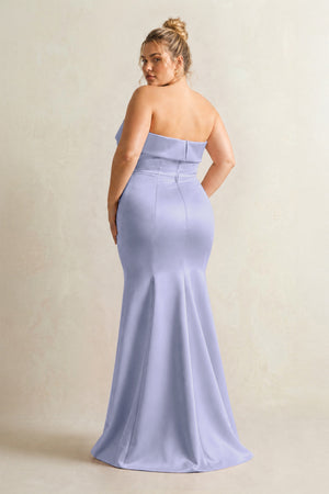 Lavender Strapless Satin Mermaid Bridesmaid Dress (2) [sizeplus] | KISSBRIDAL