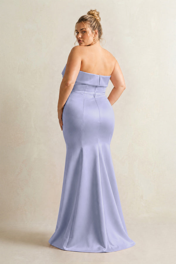 Lavender Strapless Satin Mermaid Bridesmaid Dress (2) [sizeplus] | KISSBRIDAL