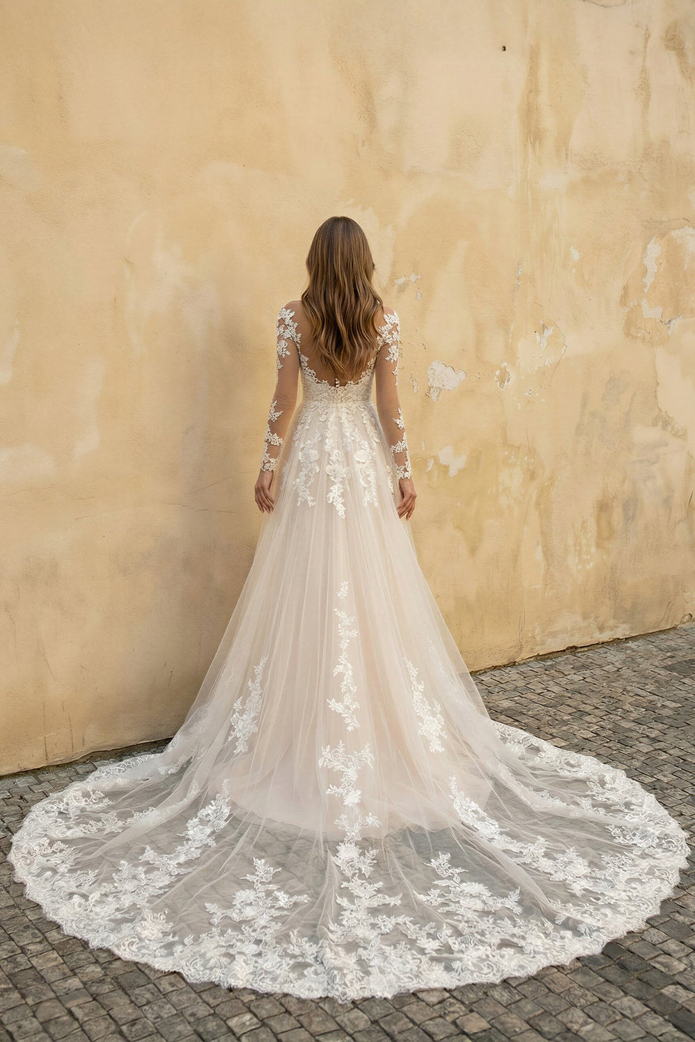 Long Sleeves Mermaid Lace Wedding Dress in Ivory - SHE IS ME Wedding Dresses