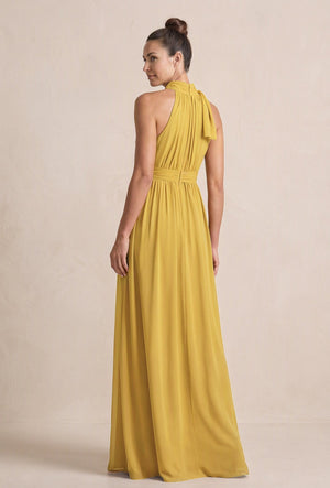 Marigold Chiffon Halter A-Line Mother of the Bride Dress (2) | KISSBRIDAL