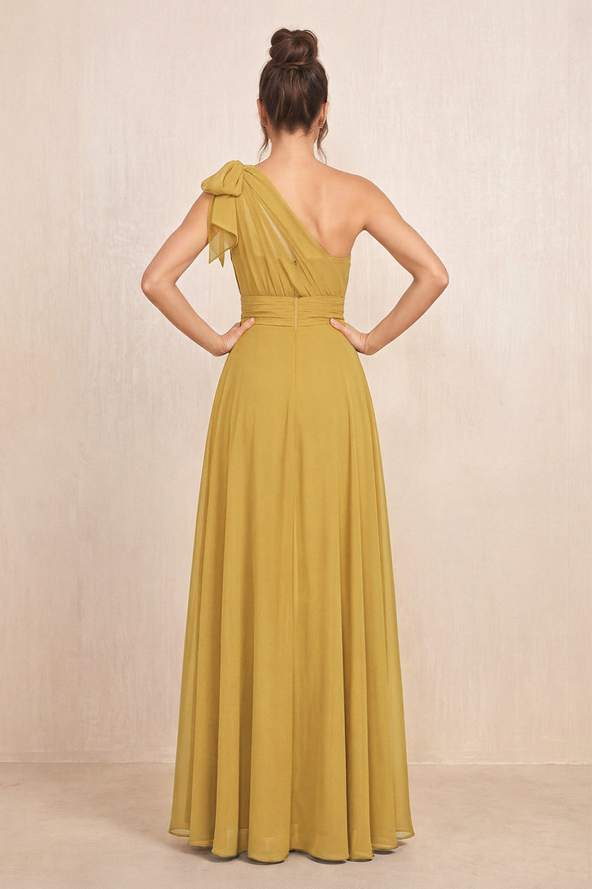 Marigold One-Shoulder Chiffon Mother of the Bride Jumpsuits