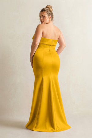 Marigold Strapless Satin Mermaid Bridesmaid Dress (2) [sizeplus] | KISSBRIDAL