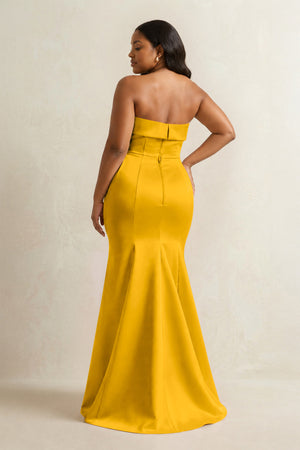 Marigold Strapless Satin Mermaid Bridesmaid Dress (4) [sizeplus] | KISSBRIDAL
