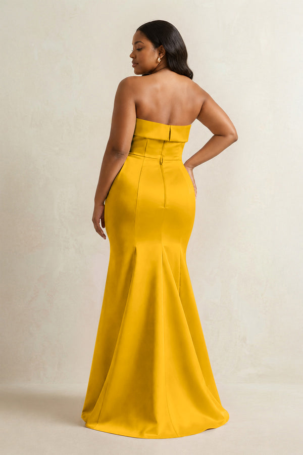 Marigold Strapless Satin Mermaid Bridesmaid Dress (4) [sizeplus] | KISSBRIDAL
