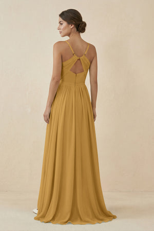Marigold Sweetheart A-Line Chiffon Bridesmaid Dress (2) | KISSBRIDAL