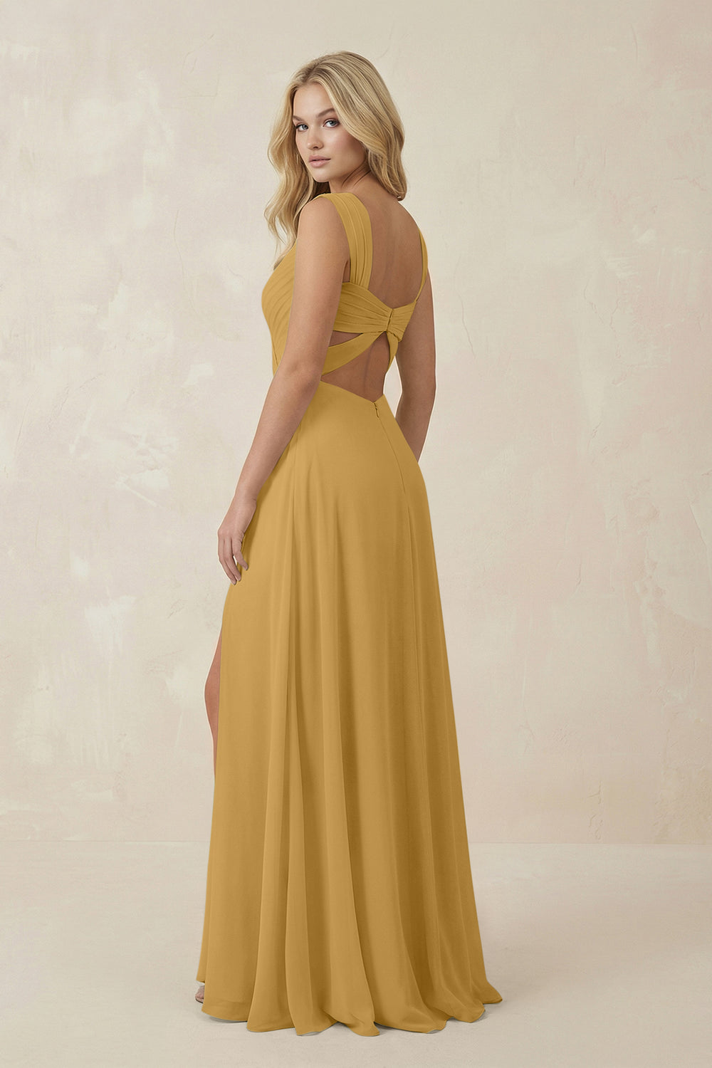 Sweetheart A-Line Chiffon Long Bridesmaid Dress in Marigold