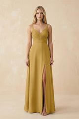 Marigold Sweetheart A-Line Pleated Chiffon Bridesmaid Dress | KISSBRIDAL