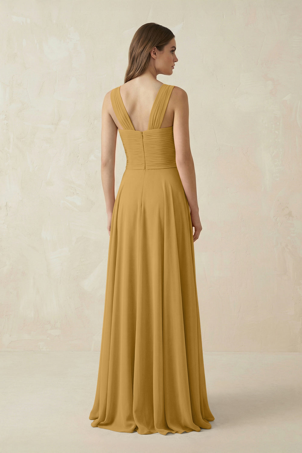 Sweetheart Pleated A-Line Chiffon Bridesmaid Dress in Marigold