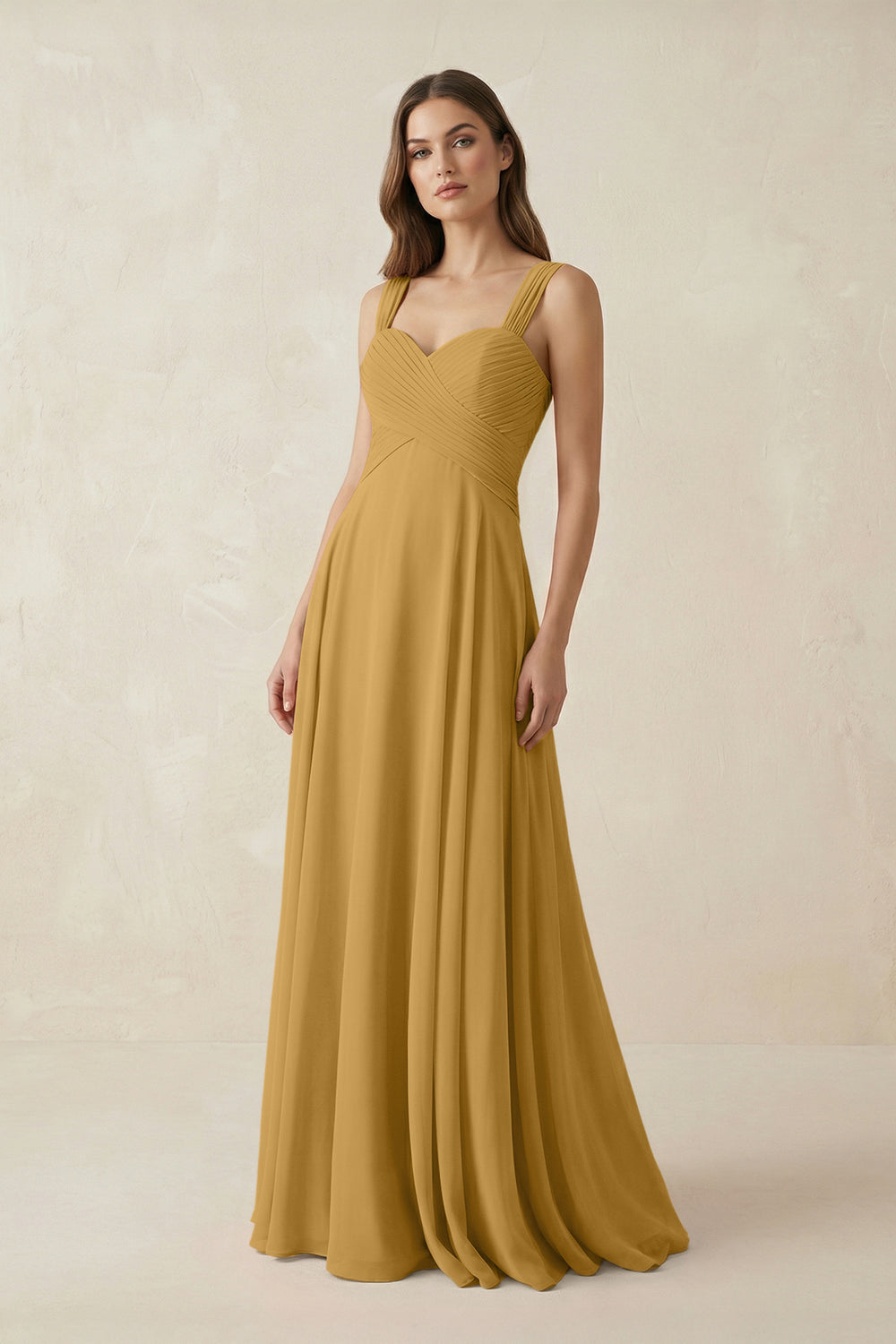 Sweetheart Pleated A-Line Chiffon Bridesmaid Dress in Marigold