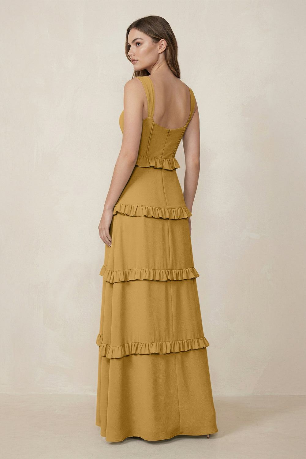 Sweetheart Tiered A-Line Chiffon Bridesmaid Dress in Marigold