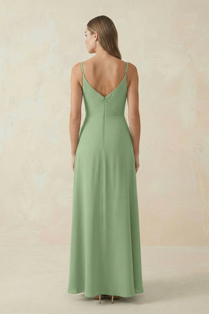 Matcha Cami Strap A-Line Chiffon Bridesmaid Dress (2) | KISSBRIDAL