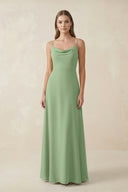 Matcha Cami Strap A-Line Chiffon Bridesmaid Dress | KISSBRIDAL
