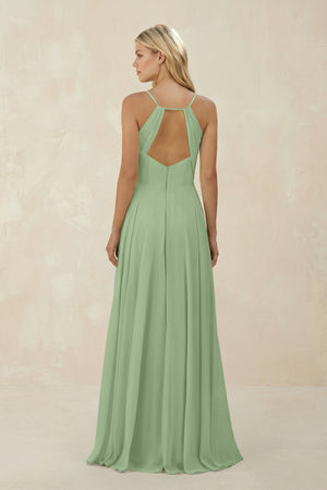 Matcha Spaghetti Strap A-Line Chiffon Bridesmaid Dress (2) | KISSBRIDAL