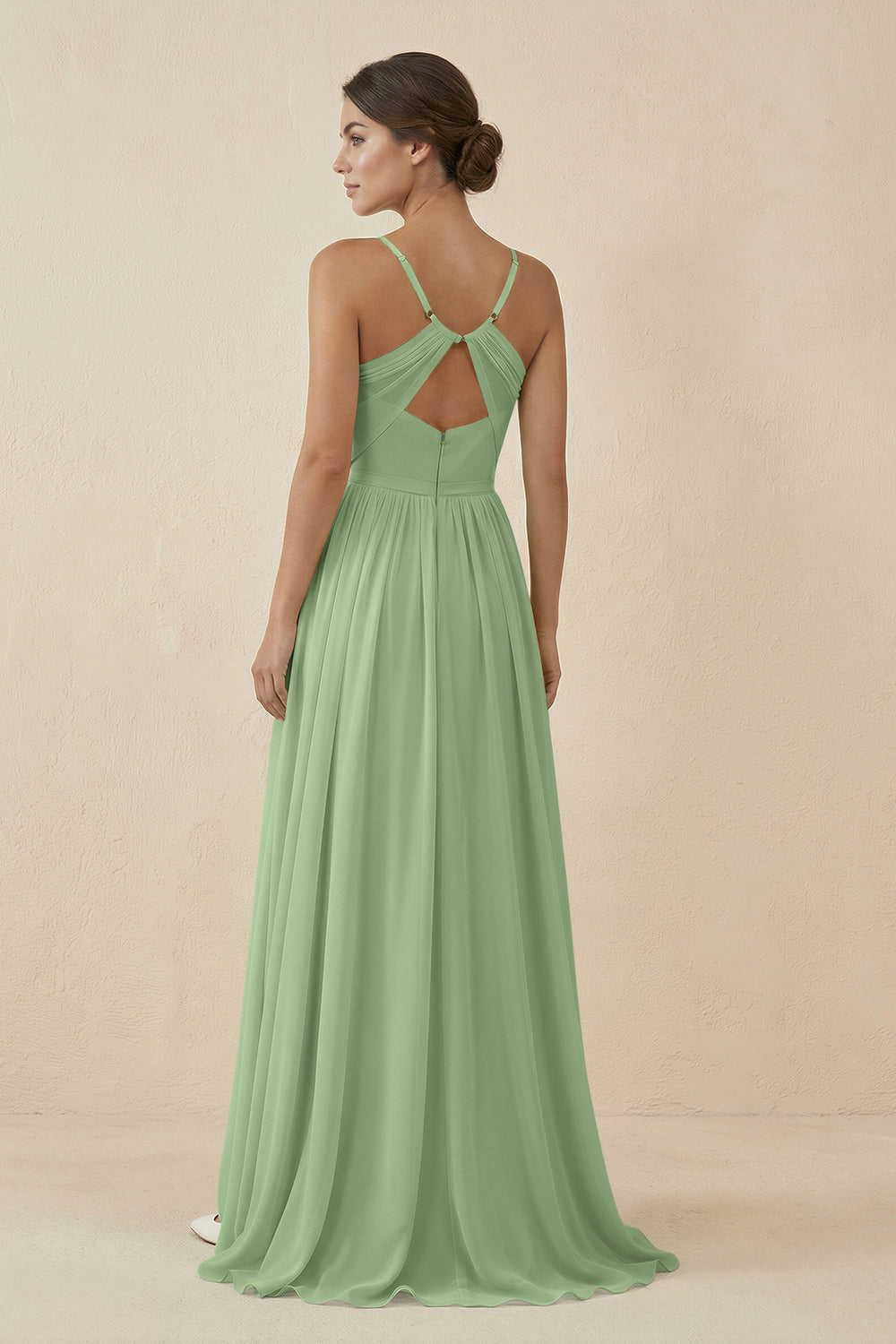 Sweetheart A-Line Chiffon Bridesmaid Dress in Matcha