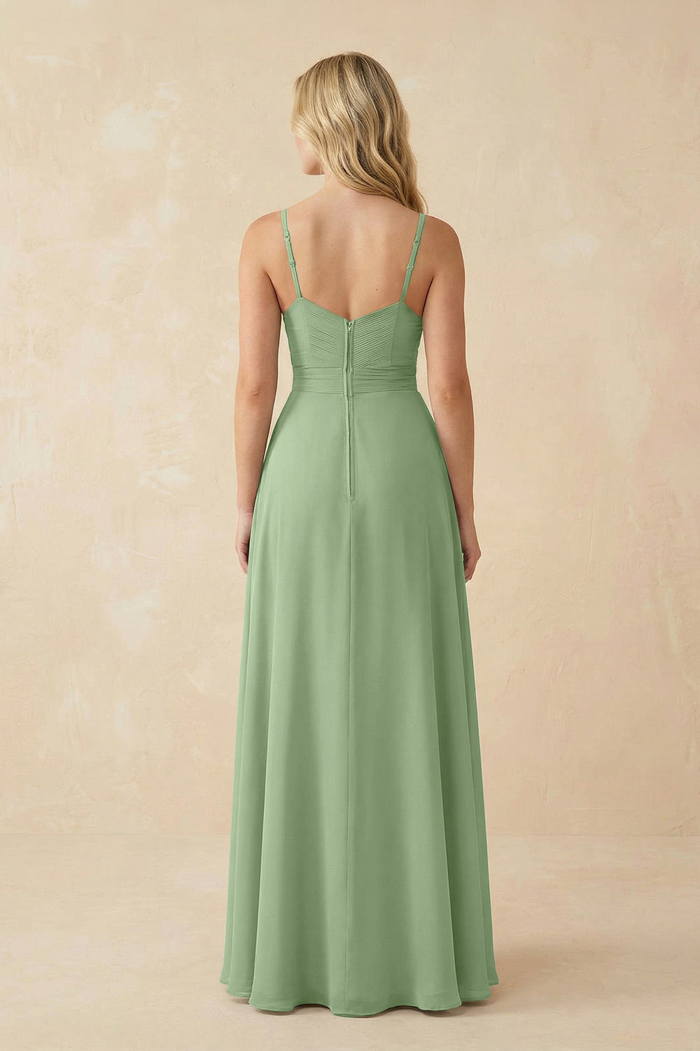 Sweetheart A-Line Pleated Chiffon Bridesmaid Dress in Matcha