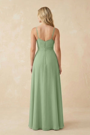 Matcha Sweetheart A-Line Pleated Chiffon Bridesmaid Dress (2) | KISSBRIDAL