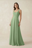 Matcha Sweetheart Pleated A-Line Chiffon Bridesmaid Dress | KISSBRIDAL