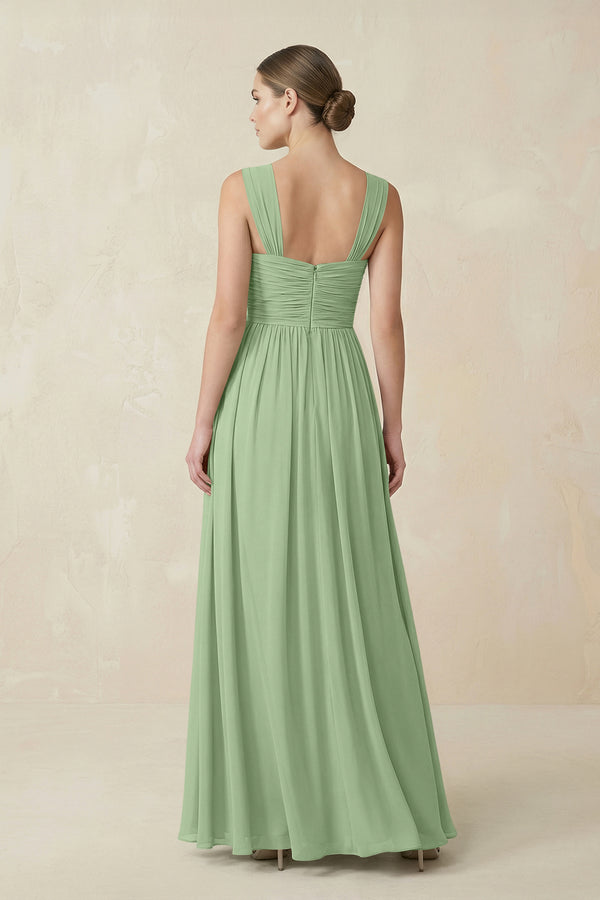 Matcha Sweetheart Pleated Chiffon A-Line Bridesmaid Dress (2) | KISSBRIDAL