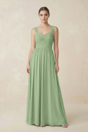 Matcha Sweetheart Pleated Chiffon A-Line Bridesmaid Dress | KISSBRIDAL