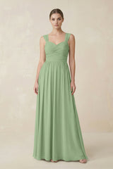 Matcha Sweetheart Pleated Chiffon A-Line Bridesmaid Dress | KISSBRIDAL