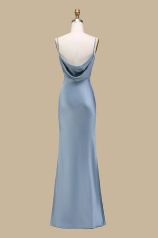 Cowl Neck and Back Maxi Dress in Dusty Blue