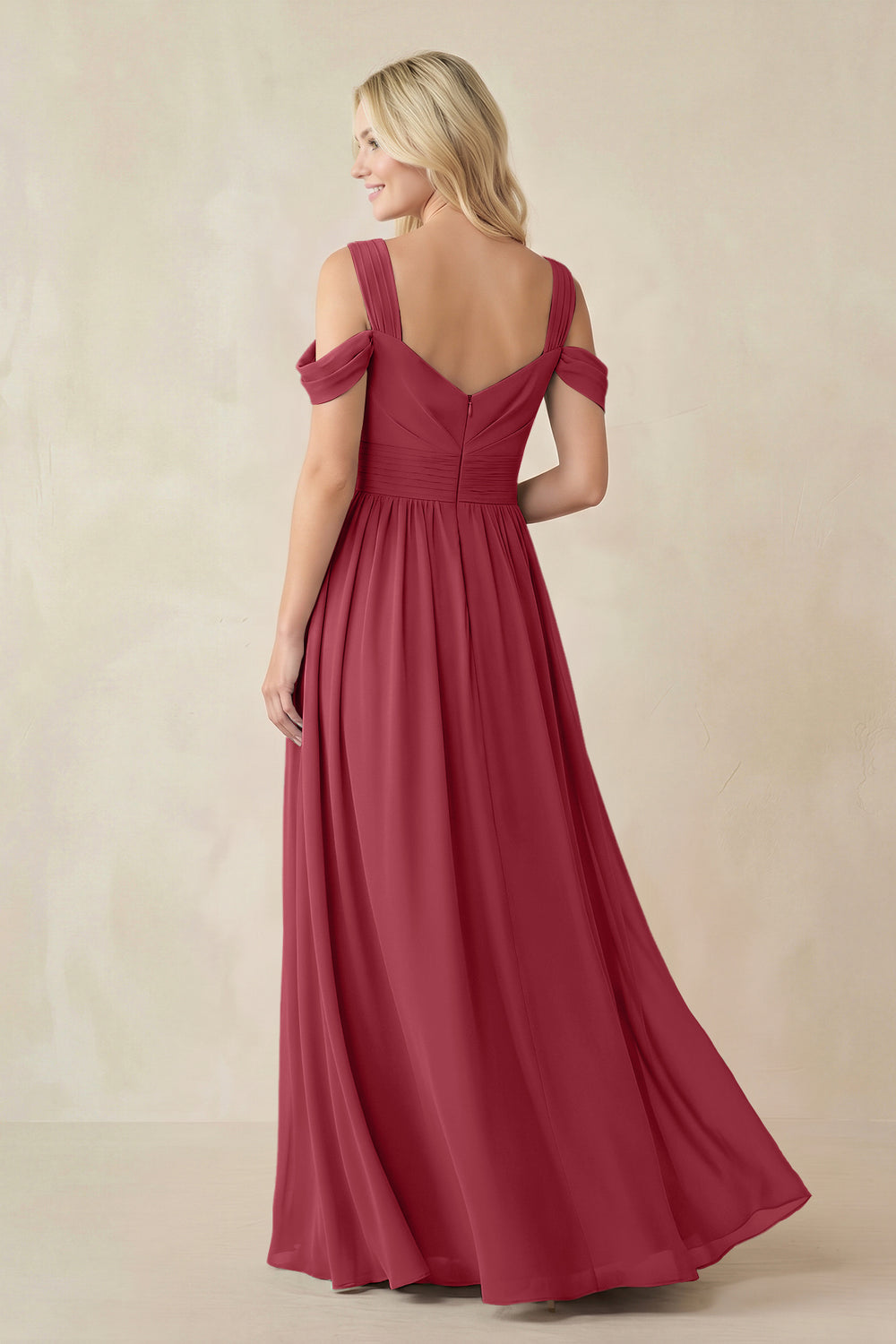 Chiffon A-Line Bridesmaid Dress with Slit in Merlot