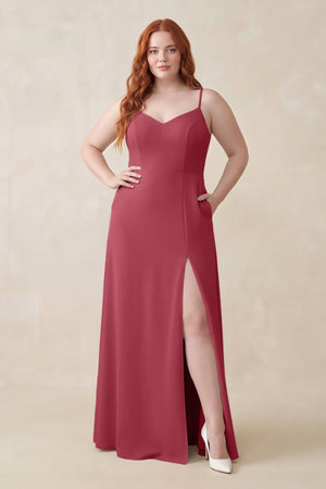 Merlot Ruched Sheath Chiffon Bridesmaid Dress | KISSBRIDAL