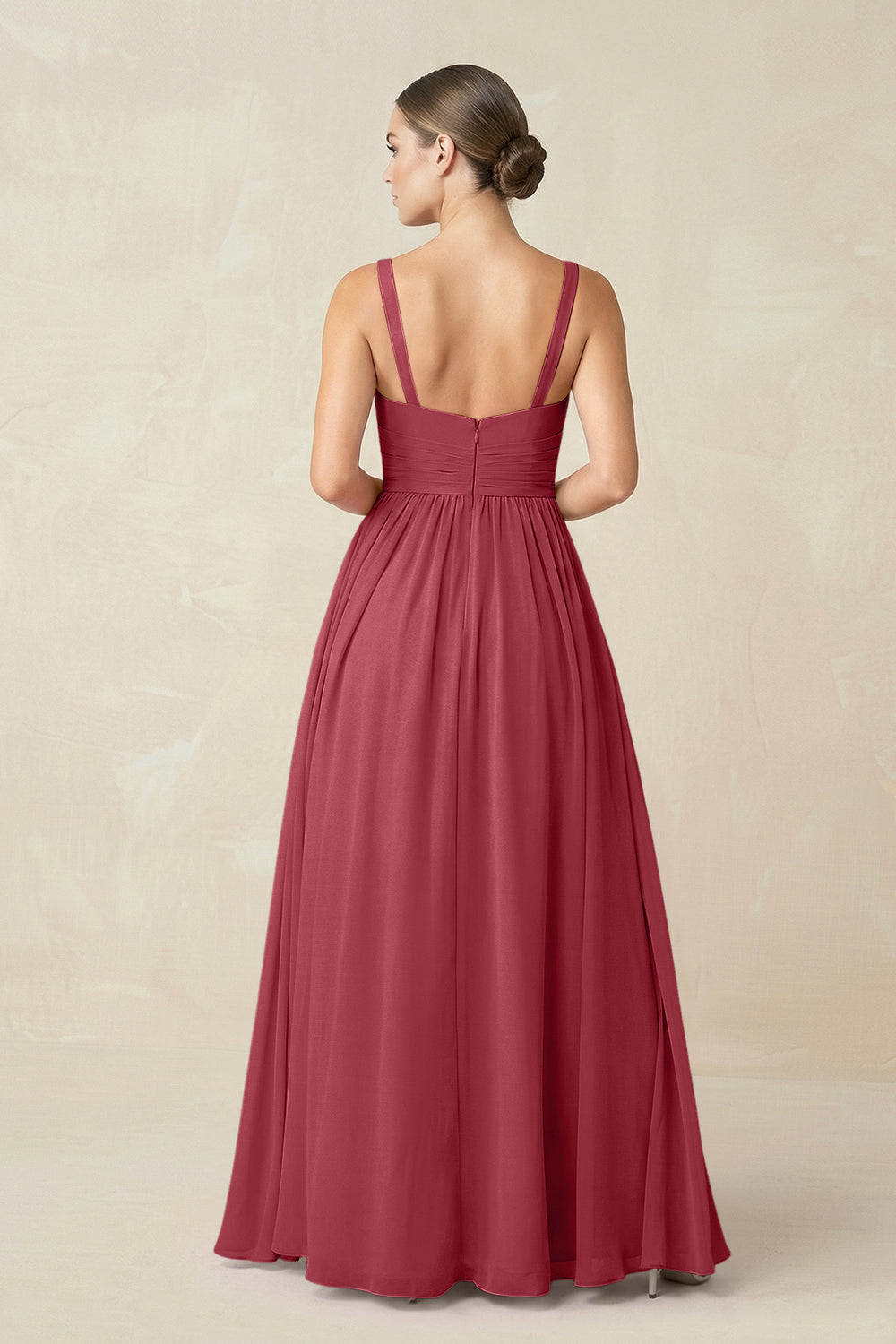 Sweetheart A-Line Chiffon Bridesmaid Dress with Slit in Merlot