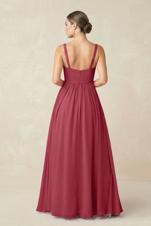 Merlot Sweetheart A-Line Chiffon Bridesmaid Dress with Slit in Merlot (2) | KISSBRIDAL