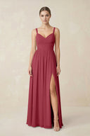 Merlot Sweetheart A-Line Chiffon Bridesmaid Dress with Slit in Merlot | KISSBRIDAL