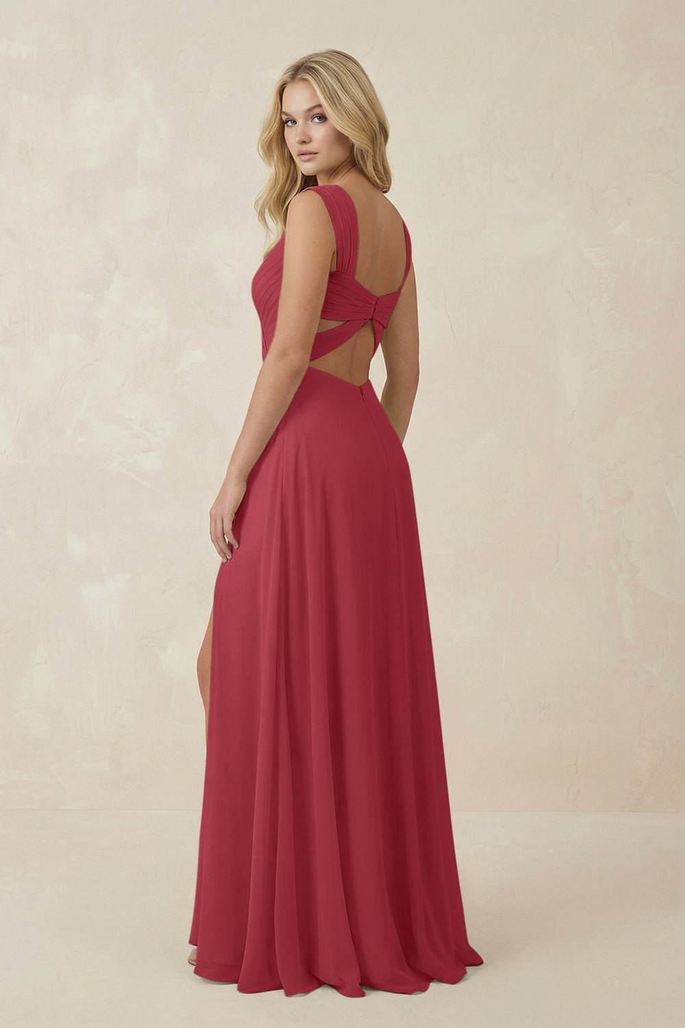 Sweetheart A-Line Chiffon Long Bridesmaid Dress in Merlot
