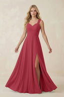 Merlot Sweetheart A-Line Chiffon Long Bridesmaid Dress | KISSBRIDAL