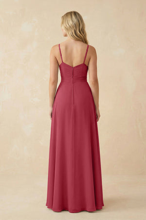 Merlot Sweetheart A-Line Pleated Chiffon Bridesmaid Dress (2) | KISSBRIDAL