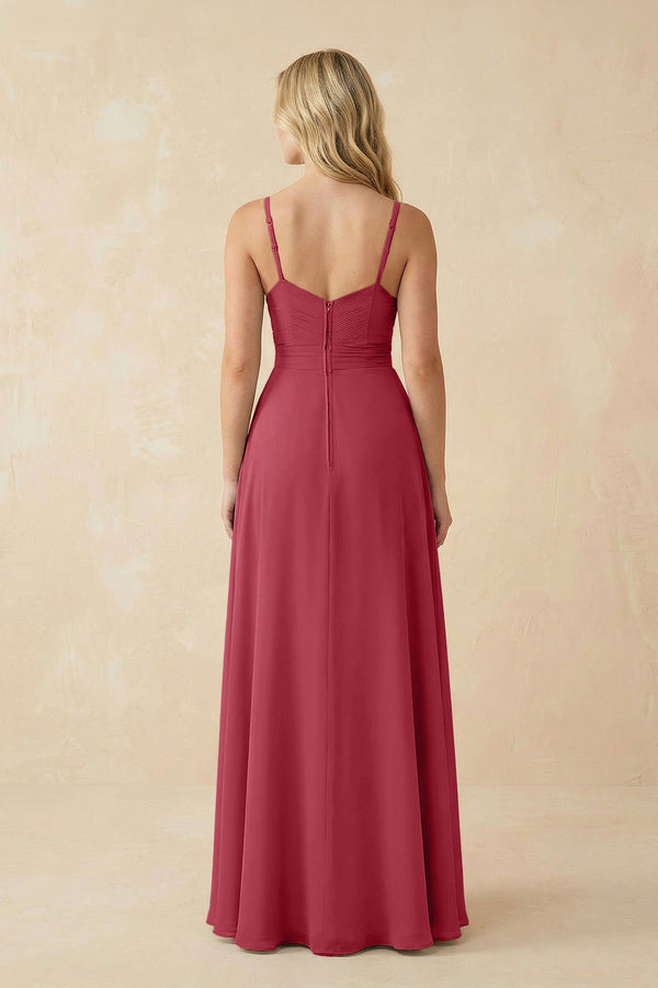 Merlot Sweetheart A-Line Pleated Chiffon Bridesmaid Dress (2) | KISSBRIDAL