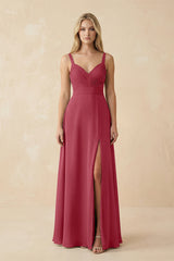 Merlot Sweetheart A-Line Pleated Chiffon Bridesmaid Dress | KISSBRIDAL