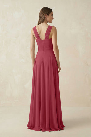 Merlot Sweetheart Pleated A-Line Chiffon Bridesmaid Dress (2) | KISSBRIDAL