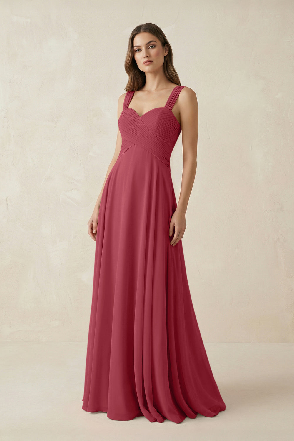 Sweetheart Pleated A-Line Chiffon Bridesmaid Dress in Merlot