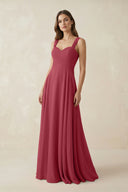 Merlot Sweetheart Pleated A-Line Chiffon Bridesmaid Dress | KISSBRIDAL