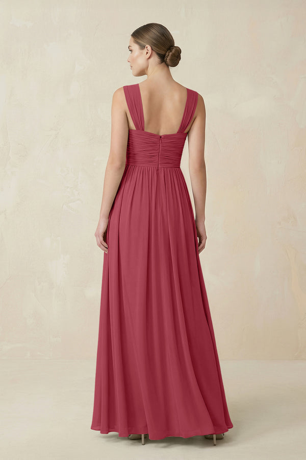 Merlot Sweetheart Pleated Chiffon A-Line Bridesmaid Dress (2) | KISSBRIDAL