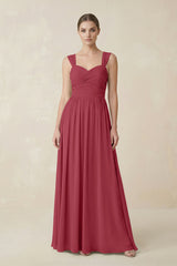 Merlot Sweetheart Pleated Chiffon A-Line Bridesmaid Dress | KISSBRIDAL