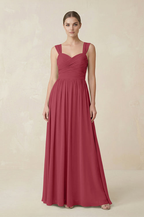 Merlot Sweetheart Pleated Chiffon A-Line Bridesmaid Dress | KISSBRIDAL