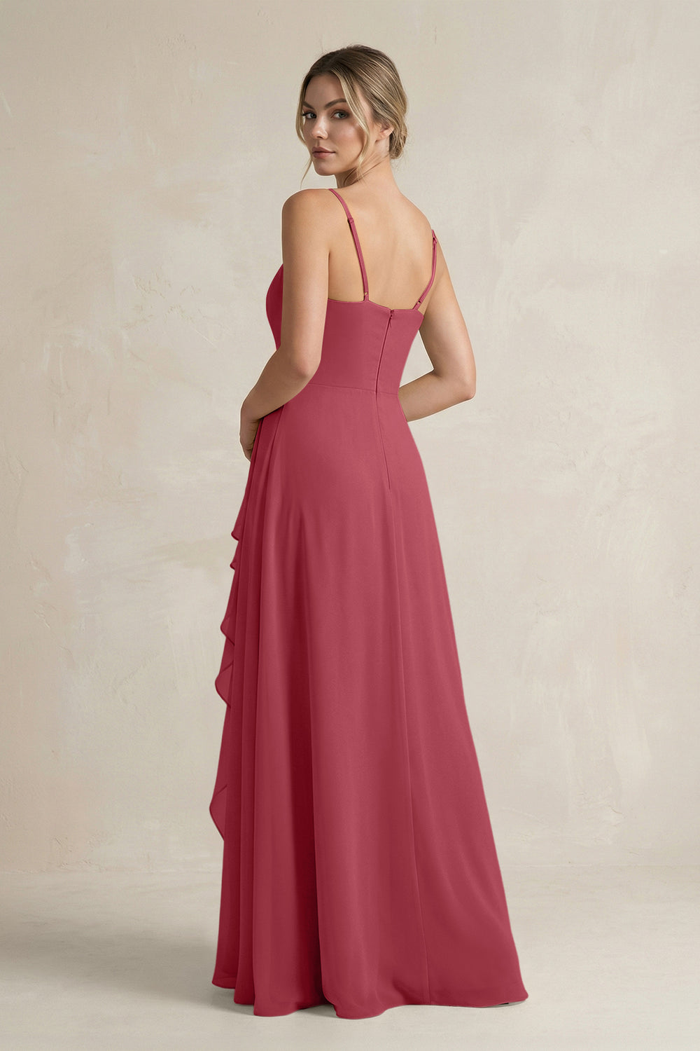 Sweetheart Ruffled A-Line Chiffon Bridesmaid Dress with Slit in Merlot
