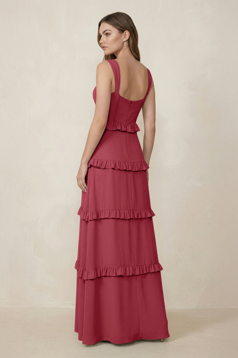 Sweetheart Tiered A-Line Chiffon Bridesmaid Dress in Merlot