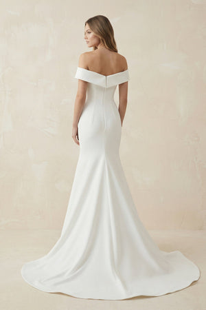 Mermaid Satin Off The Shoulder Wedding Dress in White - KISS BRIDAL Wedding Dresses